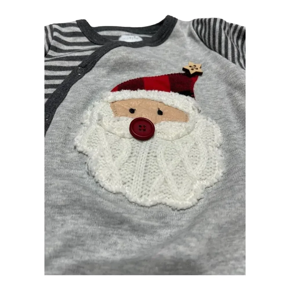 Mud Pie 3-6 month gender neutral striped Christmas Santa one piece sleeper baby